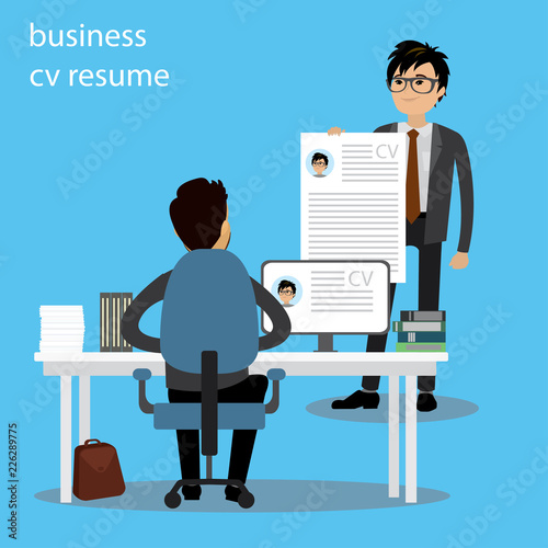 Recruiment concept. Job Interview,Business Resume and cv,Business male people talk photo