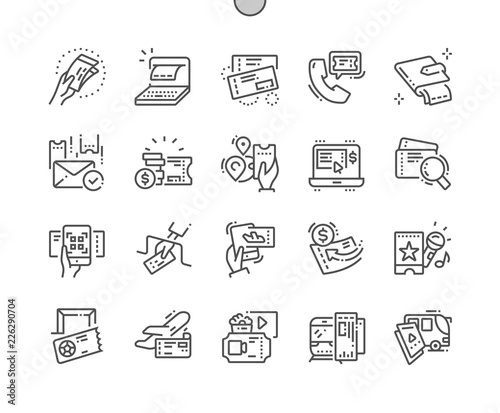 Ticket Well-crafted Pixel Perfect Vector Thin Line Icons 30 2x Grid for Web Graphics and Apps. Simple Minimal Pictogram