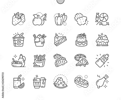 Food Well-crafted Pixel Perfect Vector Thin Line Icons 30 2x Grid for Web Graphics and Apps. Simple Minimal Pictogram