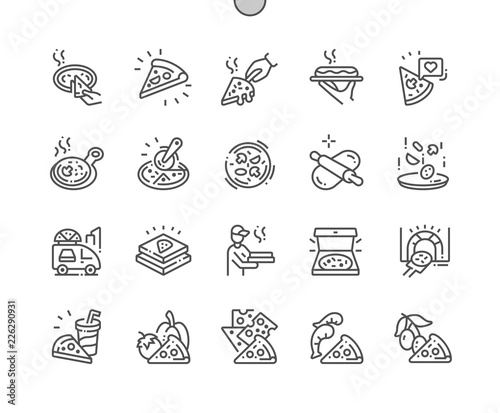 Pizza Well-crafted Pixel Perfect Vector Thin Line Icons 30 2x Grid for Web Graphics and Apps. Simple Minimal Pictogram