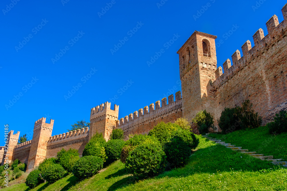 castle walls background copyspace - Gradara - Pesaro - Italy