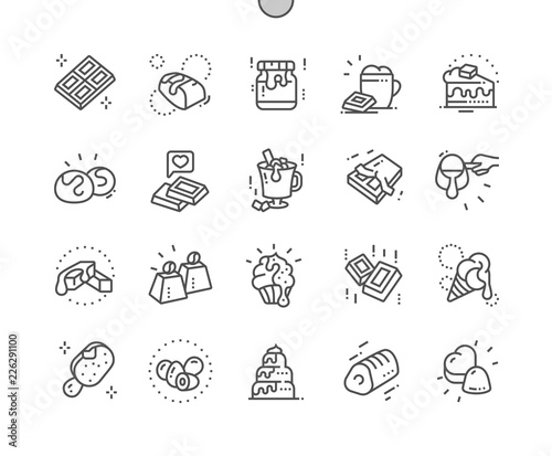 Chocolate Well-crafted Pixel Perfect Vector Thin Line Icons 30 2x Grid for Web Graphics and Apps. Simple Minimal Pictogram