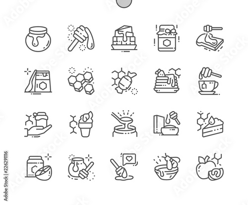 Honey products Well-crafted Pixel Perfect Vector Thin Line Icons 30 2x Grid for Web Graphics and Apps. Simple Minimal Pictogram