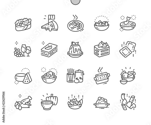 Italian cuisine Well-crafted Pixel Perfect Vector Thin Line Icons 30 2x Grid for Web Graphics and Apps. Simple Minimal Pictogram