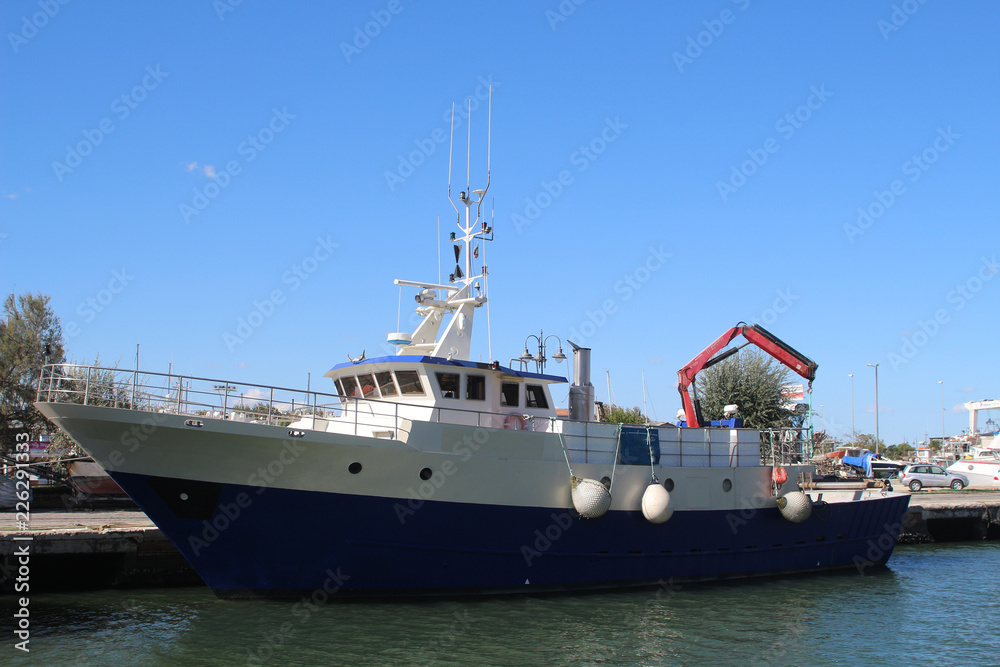 Fishing trawler in sea port