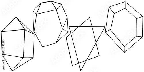 Vector diamond rock jewelry mineral. Isolated illustration element. Geometric quartz polygon crystal stone mosaic shape amethyst gem.