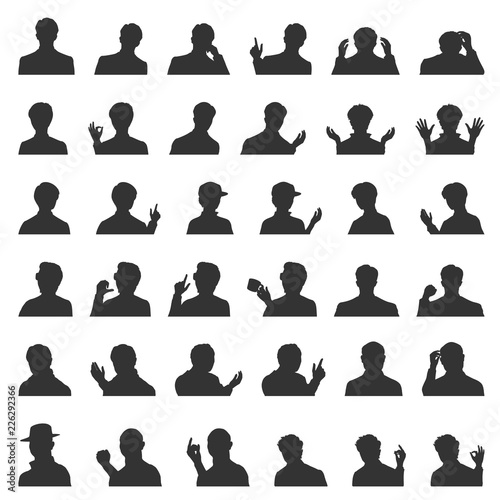 Set of Men's face silhouettes