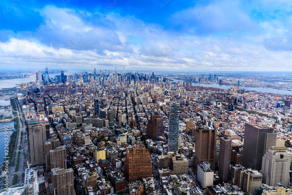 Vue de Manhattan depuis le One World Observatory, New York City