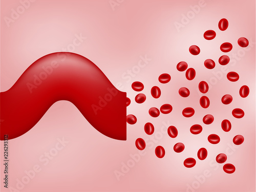Red blood cells flowing throwgh vein