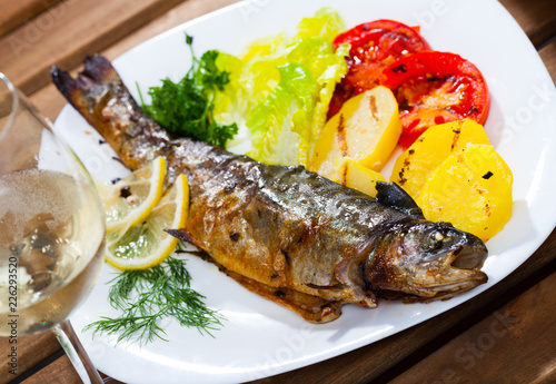 Baked trout with vegetables