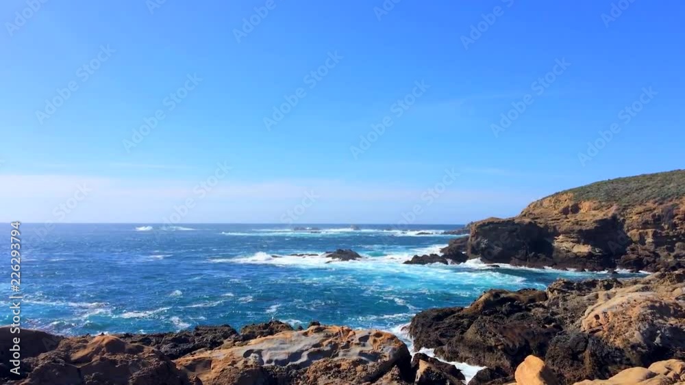 The Pacific Ocean at the Point Lobos State Natural Reserve, California, United States. The Point Lobos protected areas provide shelter to a wide range of fish, invertebrates, birds, and marine mammals The Pacific Ocean at the Point Lobos State Natural Reserve, California, United States. The Point Lobos protected areas provide shelter to a wide range of fish, invertebrates, birds, and marine mammals