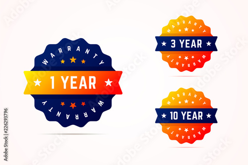 1, 3 and 10 years warranty stickers.