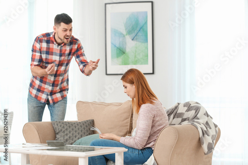 Couple quarreling because o...