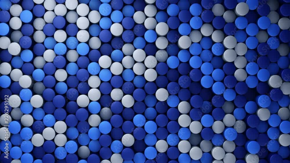 Abstract background with animation of wave mosaic of cylinders. Technological backdrop. Animation of seamless loop. Abstract background with animation of wave mosaic of cylinders. Technological backdrop. Animation of seamless loop.