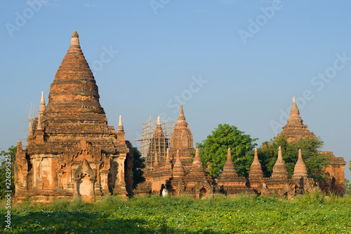 Ancient temples of Bagan on a sunny morning. Myanmar