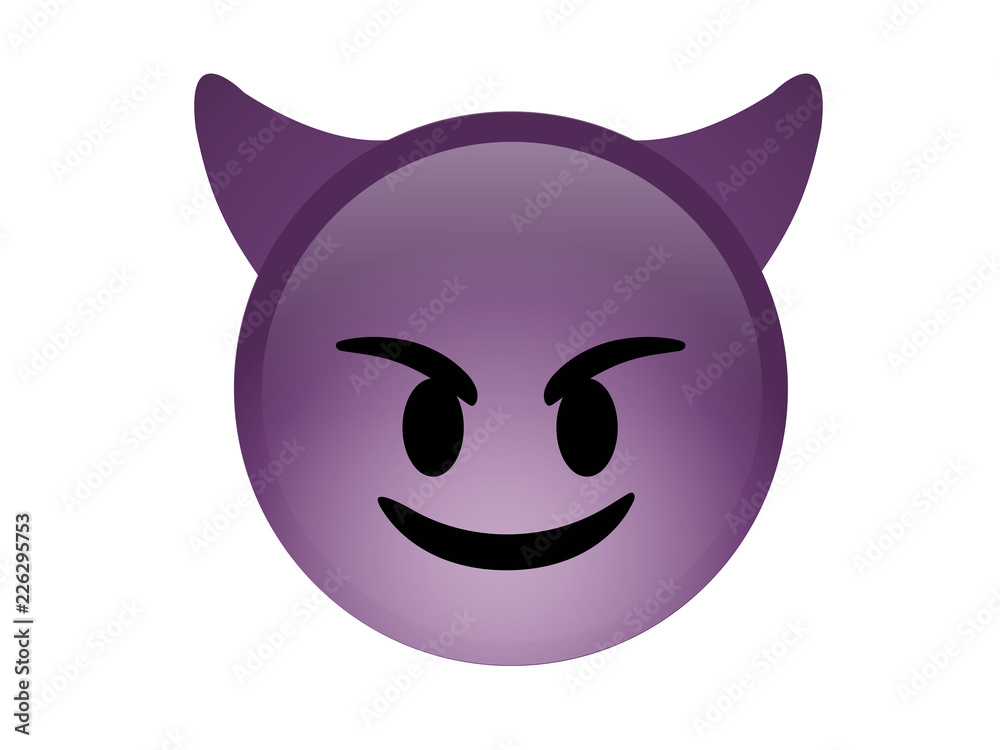 Isolated purple demon devil smiling face icon with Horns Isolated purple demon devil smiling face icon with Horns