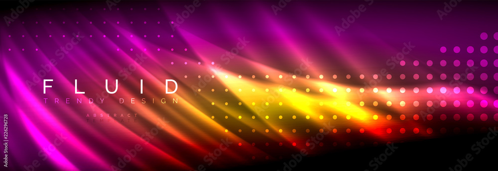 Obraz premium Liquid neon flowing waves, glowing light lines background