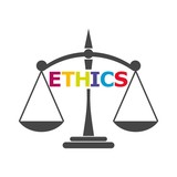 Ethics word, Ethics text, Ethics icon or logo