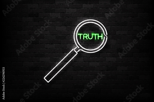 Vector realistic isolated neon sign of Truth check logo for decoration on the wall background.