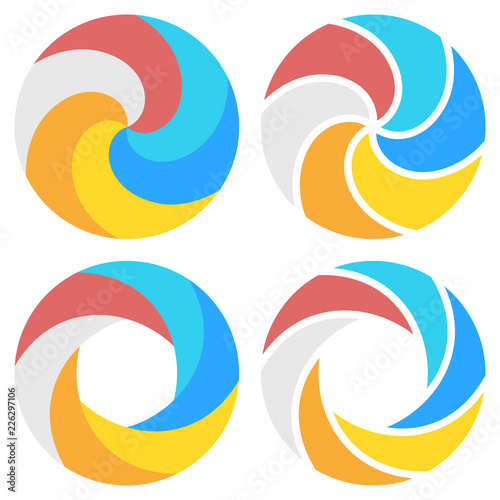 Set of spiral elements template for round infographics. Vector illustration.