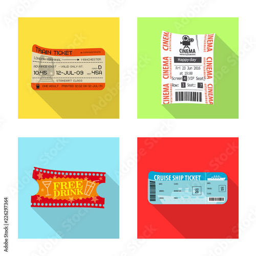Isolated object of ticket and admission icon. Collection of ticket and event stock symbol for web.