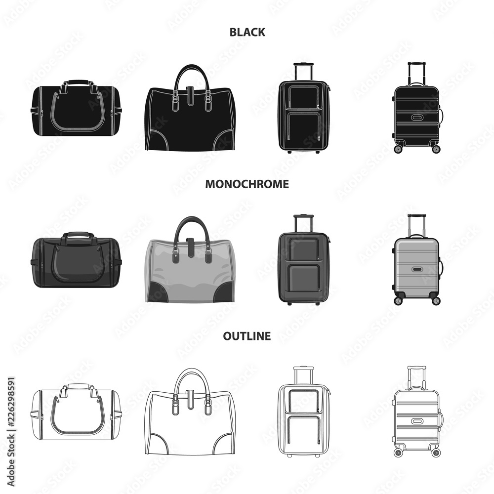 Isolated object of suitcase and baggage logo. Set of suitcase and journey vector icon for stock. Isolated object of suitcase and baggage logo. Set of suitcase and journey vector icon for stock.