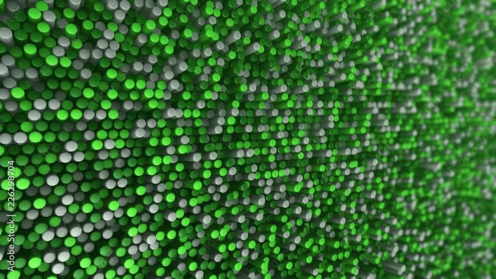 Abstract background with animation of wave mosaic of cylinders. Technological backdrop. Animation of seamless loop. Abstract background with animation of wave mosaic of cylinders. Technological backdrop. Animation of seamless loop.