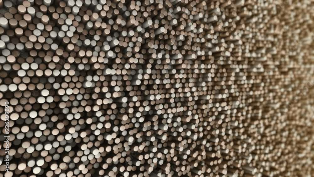 Abstract background with animation of wave mosaic of cylinders. Technological backdrop. Animation of seamless loop. Abstract background with animation of wave mosaic of cylinders. Technological backdrop. Animation of seamless loop.