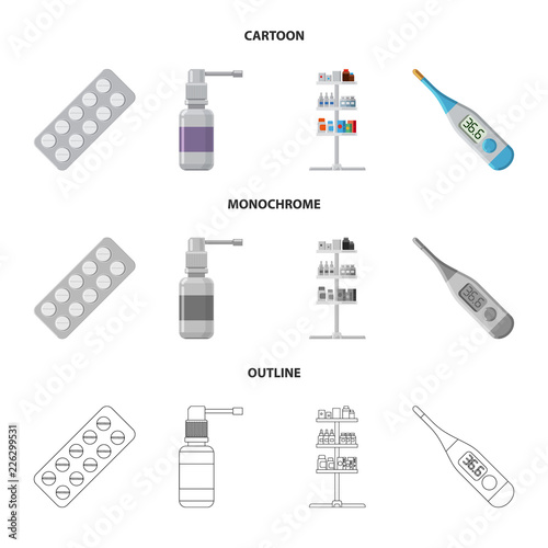 Isolated object of pharmacy and hospital logo. Set of pharmacy and business vector icon for stock.