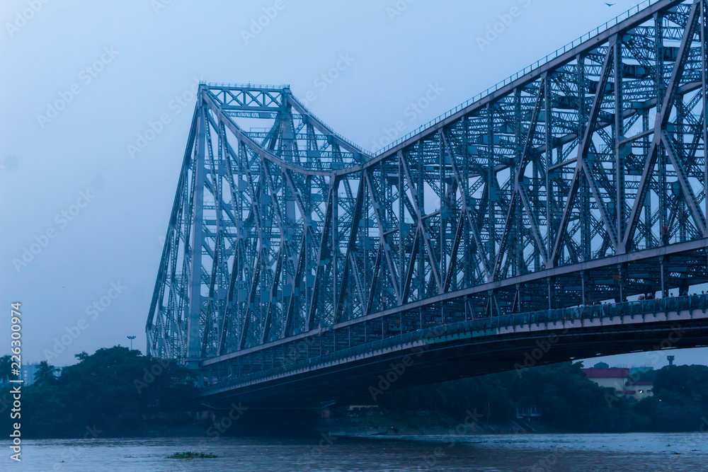 View of historic Second Howrah Bridge on Hooghly river Kolkata India View of historic Second Howrah Bridge on Hooghly river Kolkata India