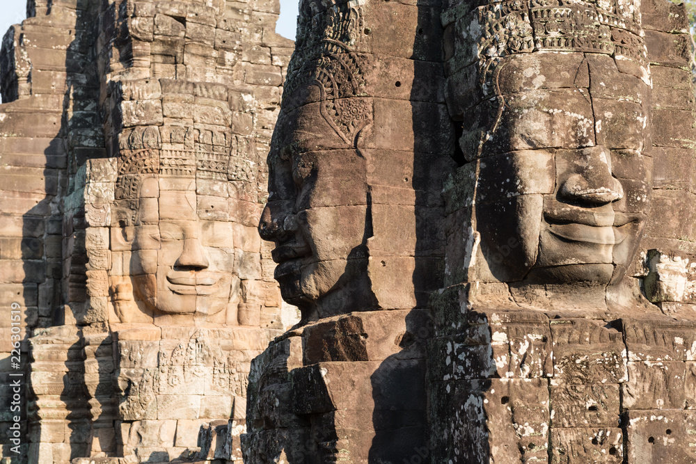 Fototapeta premium Gesichter am Tempel von Bayon, Angkor, Kambodscha
