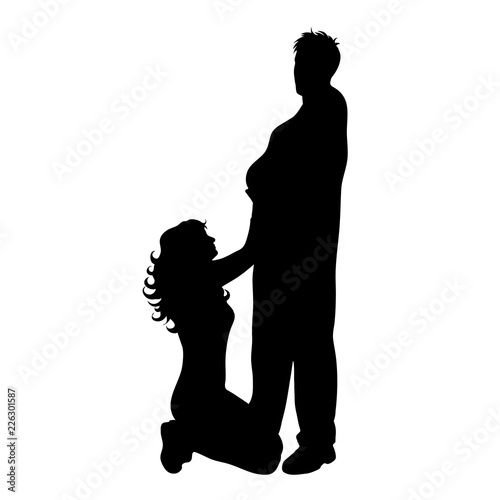 Vector silhouette of couple on white background.