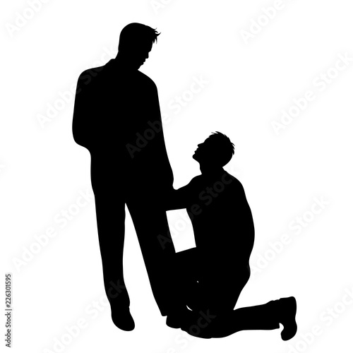 Vector silhouette of couple on white background.