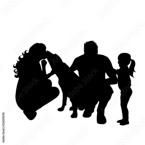 Vector silhouette of family on white background.