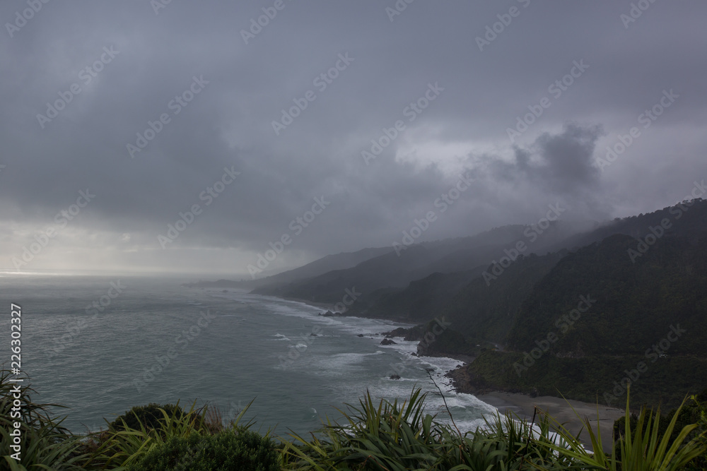 View of a West Coast beach in New Zealand