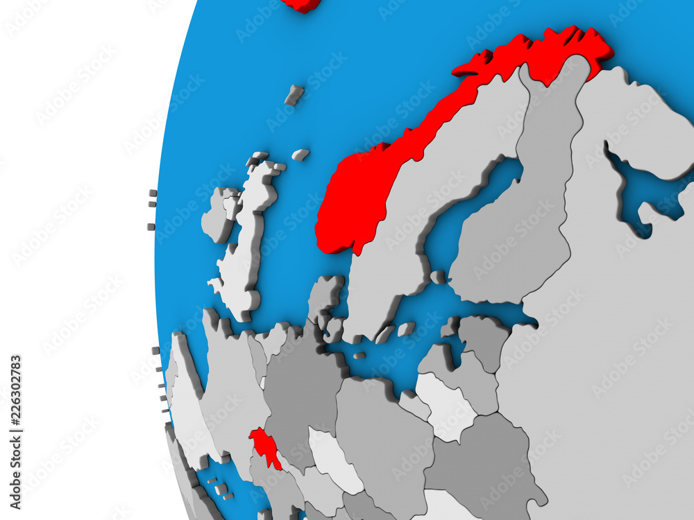 Obraz premium EFTA countries on 3D globe