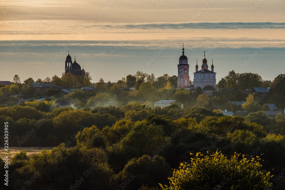 Autumn view of Borovsk at sunset, Kaluga region, Russia. Autumn view of Borovsk at sunset, Kaluga region, Russia.