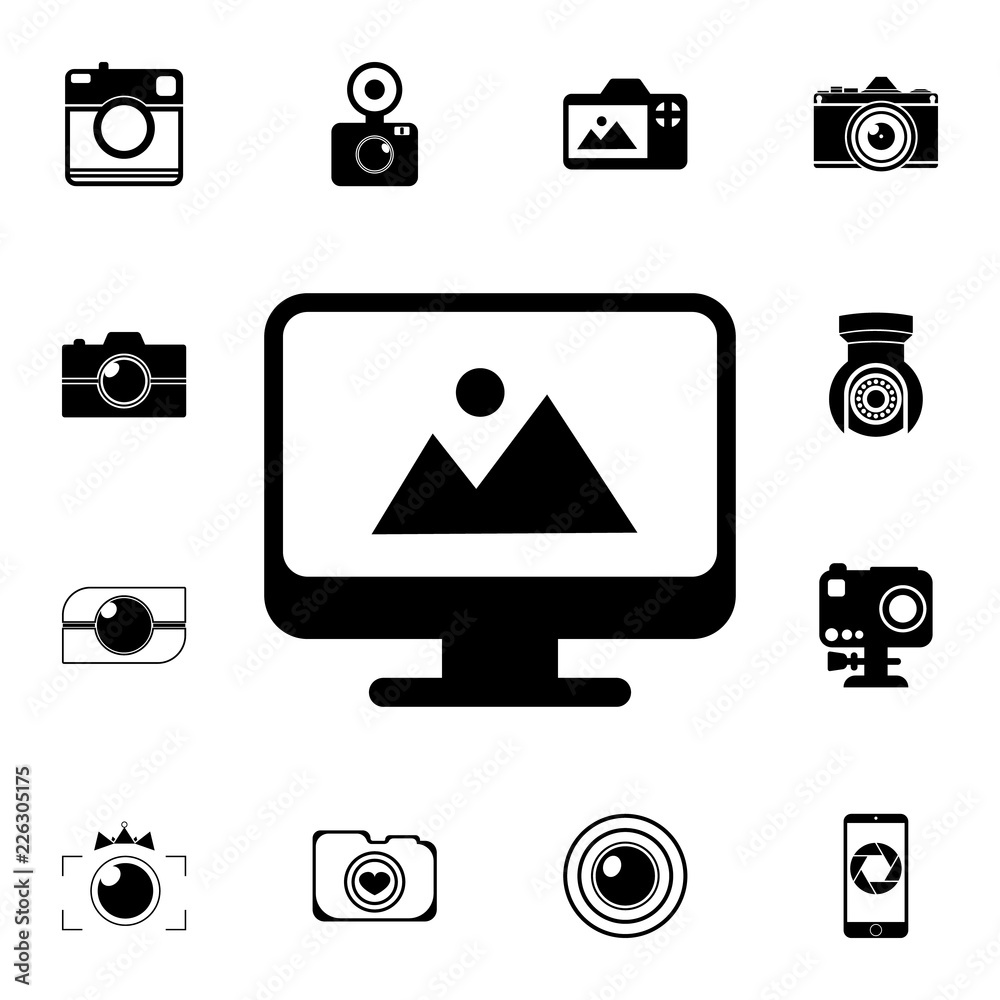 landscape on the monitor icon. Detailed set of photo camera icons. Premium quality graphic design icon. One of the collection icons for websites, web design, mobile app landscape on the monitor icon. Detailed set of photo camera icons. Premium quality graphic design icon. One of the collection icons for websites, web design, mobile app