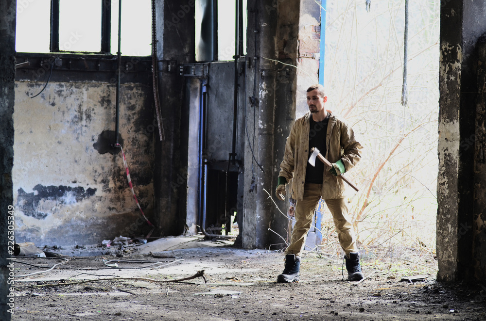 Crazy man with axe Crazy man with axe