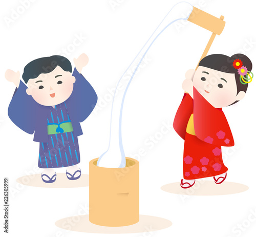 お正月のもちつき
