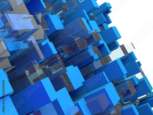 Fototapeta Naklejka Na Ścianę i Meble -  Abstract technological background with squares. 3D render
