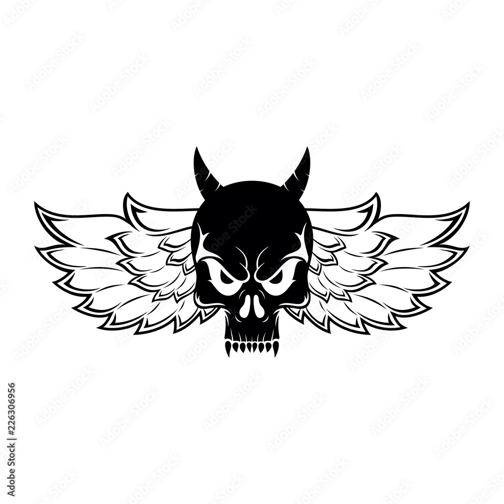 Fototapeta premium Skull and Wings design