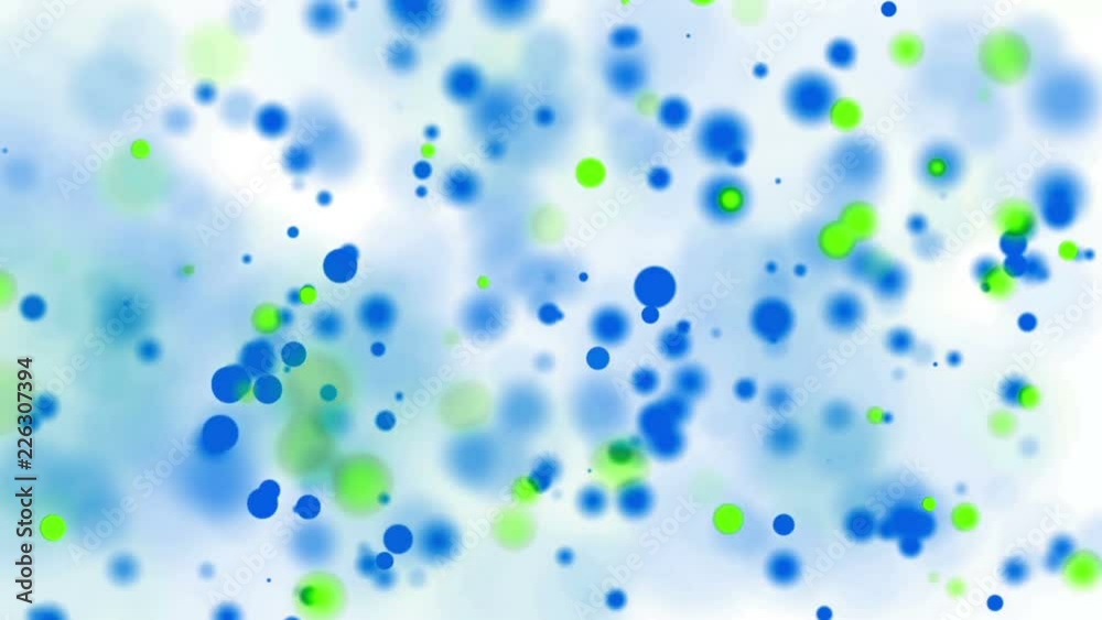 blue and green round particles flying on a white background. abstract animation 3d rendering. blue and green round particles flying on a white background. abstract animation 3d rendering.