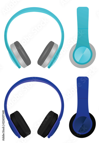 Blue headphones. vector illustration