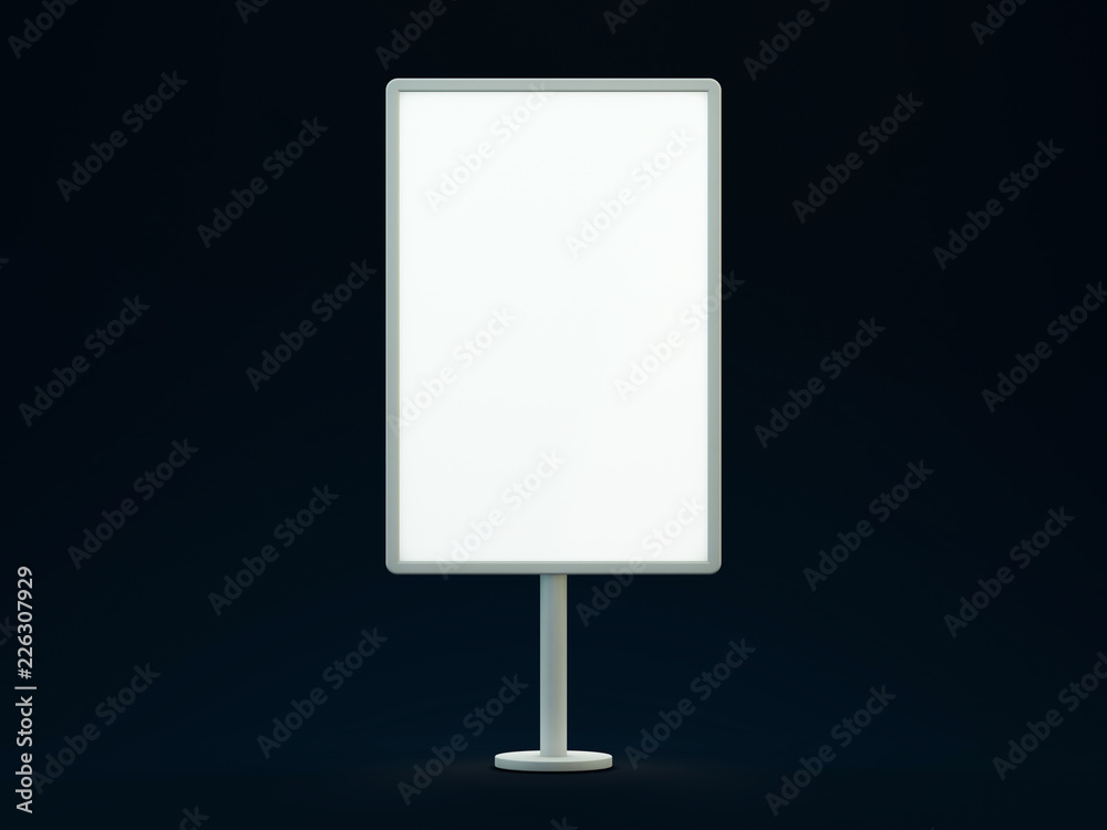 Blank street billboard on dark background. Ddvertising display. 3D Blank street billboard on dark background. Ddvertising display. 3D