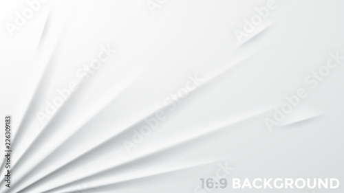 White fabric stretched to bottom left corner. Simple square background with ripple effect. Clean textile sheet with realistic texture. Vector illustration for backdrop, wallpaper, banner, flyer.