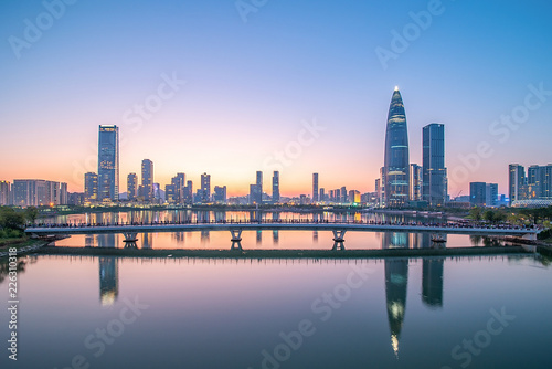 Shenzhen Bay Skyline   Shenzhen City Scenery at Dusk