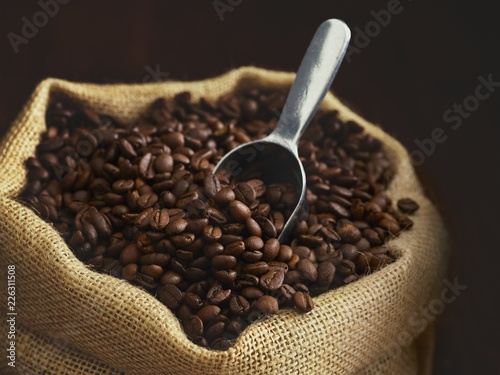 Sack full of coffee beans