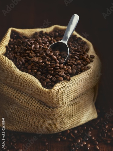 Sack full of coffee beans