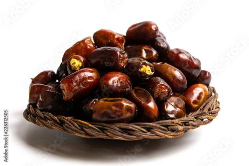 Fresh dates fruit dates on white background